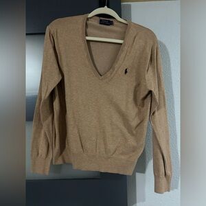 Tan Polo Ralph Lauren sweater size large. Blue horse. Like new.